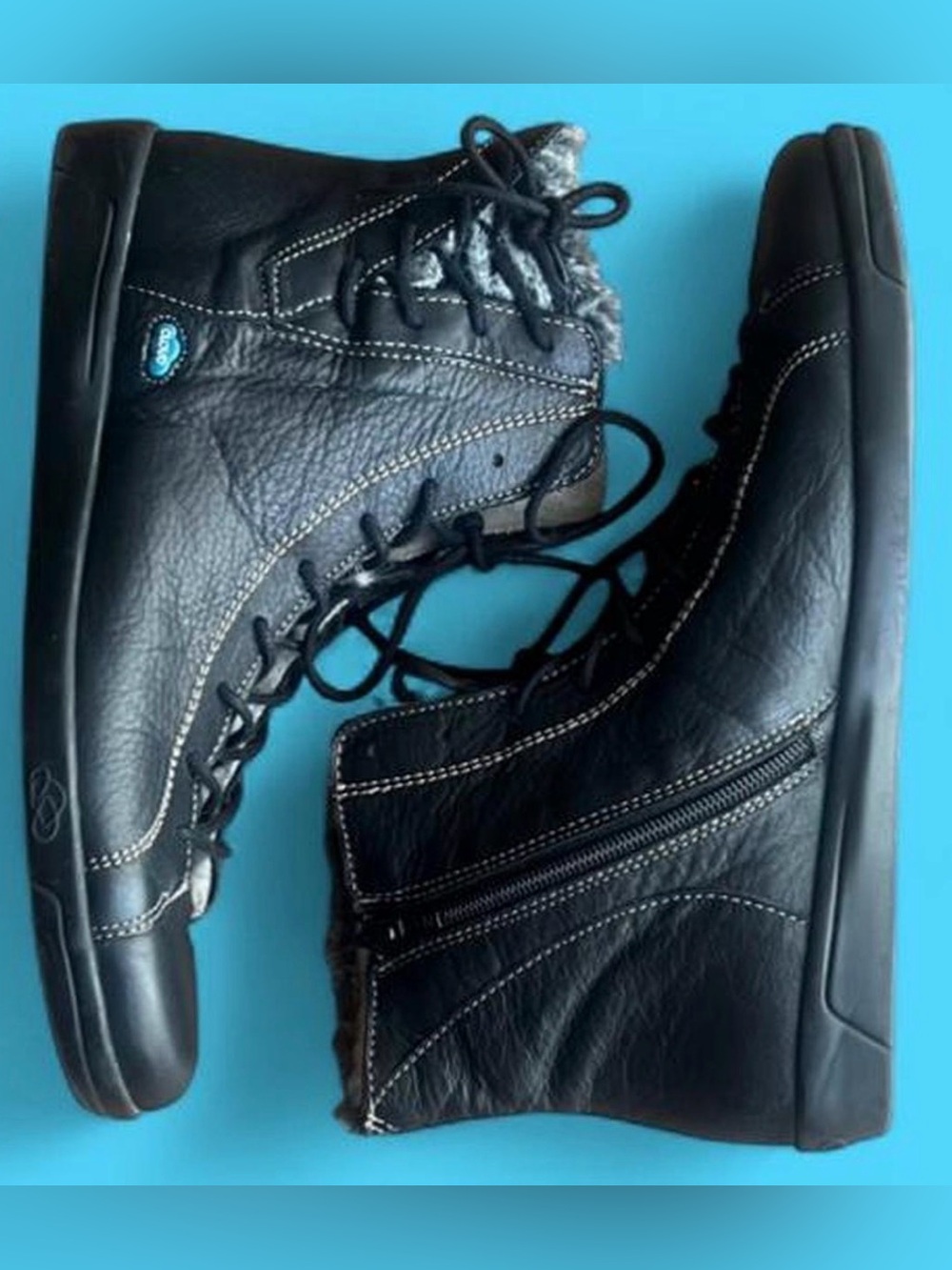 Black Leather Lace-Up & Zip Women’s Boots - Cloud